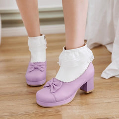 Pink/Purple/Black Sweet Bow Heels Shoes S12960