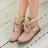 Beige/Pink Kawaii Fluffy Bunny Boots