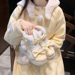 Kawaii Sweet Plush Warm Cute Bowknot Winter Snow Boots BE514
