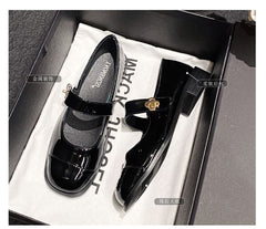 Cap Toe Chunky Heel Mary Jane Shoes