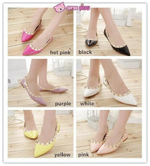 6 Colors Rivet Woman PU Flats Shoes Pointed Shoes