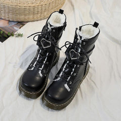Love Heart Bow Strap Inner Fleece Martin Boots