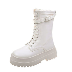 Lace-Up Platform Short Boots YP247