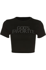 Baddie Letter Rhinestone Crop Top