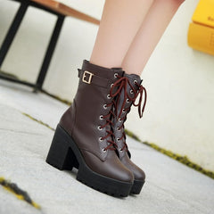 Yellow/Brown/Black Sweet High Heel Boots