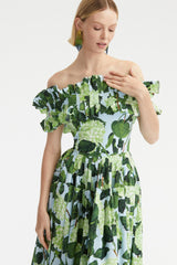 Bess Printed Ruffle Off-shoulder Tiered Maxi Dress-Sunfere