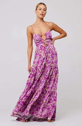 Beverly Printed Cut-out Maxi Slip Dress-Sunfere