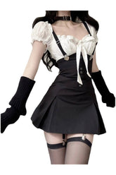 Schwarzes, figurbetontes 2-teiliges Kleiderset