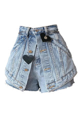 Schwarze Jeansshorts mit Ketten