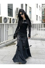 Schwarzer Jeansrock in A-Linie