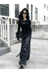 Schwarzer Jeansrock in A-Linie