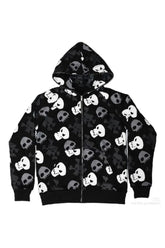 Schwarzer Emo-Totenkopf-Hoodie für den Herbst
