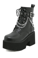 Schwarze Gothic-Kampfstiefel mit Plateausohle