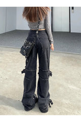 Schwarze Gothic Y2K Jeanshose