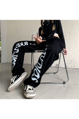 Jean Harajuku noir taille haute d'automne