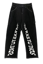 Herbstliche schwarze Harajuku-Jeans mit hoher Taille