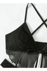 Schwarzes Mesh-Bikini-Set