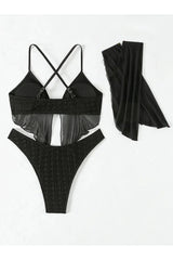 Schwarzes Mesh-Bikini-Set
