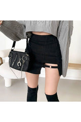 Schwarzer Mini-Gothic-Rock mit hoher Taille