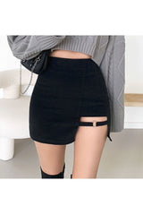 Schwarzer Mini-Gothic-Rock mit hoher Taille