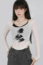 Black Rose Sheer Layered Top