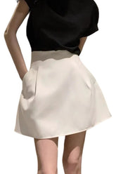 Black White Puffy A-Line Skirt