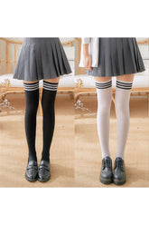 Acubi Black & White Striped Long Socks