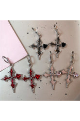 Gothic-Kreuz-Ohrringe aus Blutstein