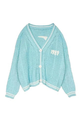 Fall Blue Bird Embroidery Cardigan