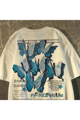 Blaues Schmetterlings-Grafik-T-Shirt