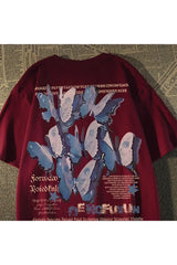 Blaues Schmetterlings-Grafik-T-Shirt