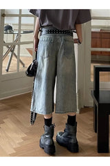 Blaue zerrissene Boyfriend-Shorts