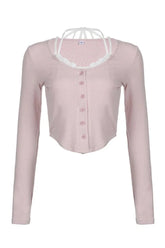 Herbstlicher, gerippter Ballett-Cardigan in Blush