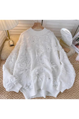 Herbstlicher Pullover mit Blütenblattstruktur in Blush