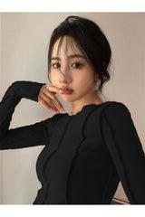 Figurbetontes Langarm-T-Shirt