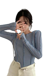 Figurbetontes Langarm-T-Shirt