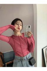 Figurbetontes Langarm-T-Shirt