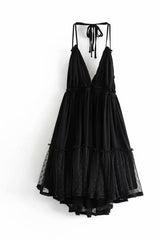 Rückenfreies Boho-Kleid mit gespleißter Spitze