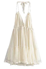 Rückenfreies Boho-Kleid mit gespleißter Spitze