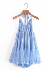 Rückenfreies Boho-Kleid mit gespleißter Spitze