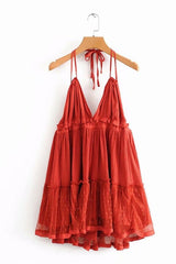 Rückenfreies Boho-Kleid mit gespleißter Spitze