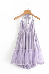 Rückenfreies Boho-Kleid mit gespleißter Spitze