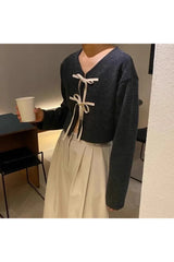 Fall Bow-Tie Front Cropped Cardigan