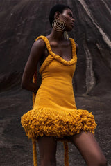 Vera Halter Tassel Mini Knit Dress