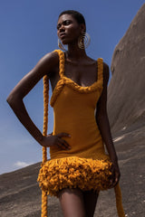 Vera Halter Tassel Mini Knit Dress