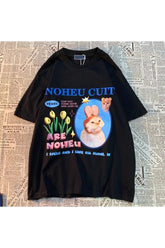 T-Shirt mit Hasen- und Katzen-Grafik