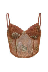 Burnt Orange Lace Trim Top