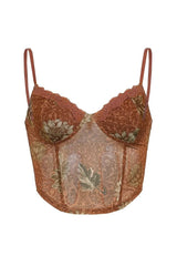 Burnt Orange Lace Trim Top