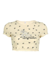 Oberteil mit Schmetterlings- und Katzen-Print