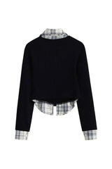 Pull Preppy superposé brodé de papillons d'automne